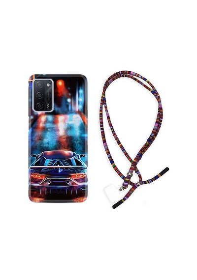 Oppo A55 Kılıf Rasta Boyun Askılı Neon Cars 1724