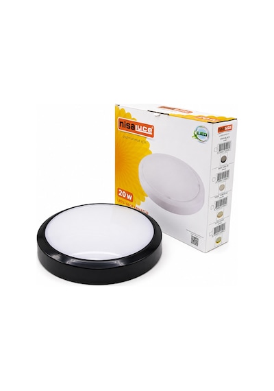 20w Led Glop Armatür Sıva Üstü Yuvarlak Siyah 6500k 1800lm Ip20