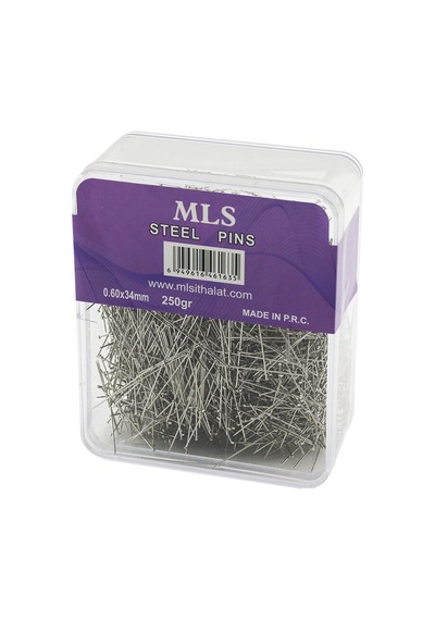 Mls Steel Pins Toplu İğne 0.60x34mm 250gr Şeffaf Mika Kutulu