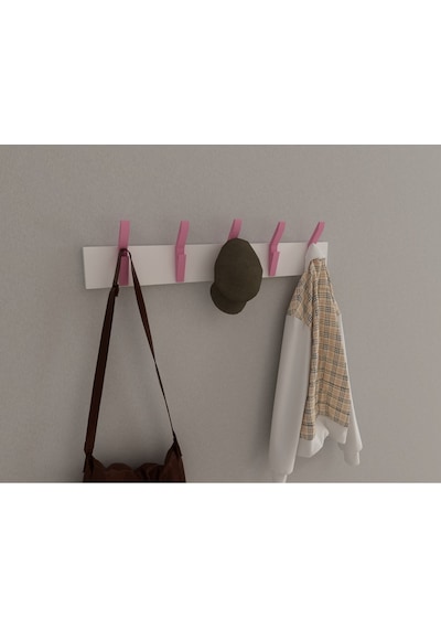 Hepsi3boyutlu Modern Duvar & Kapı Kanca Askılık - 5 Adet Pembe Kanca Askılık - Model No : 3 Pembe