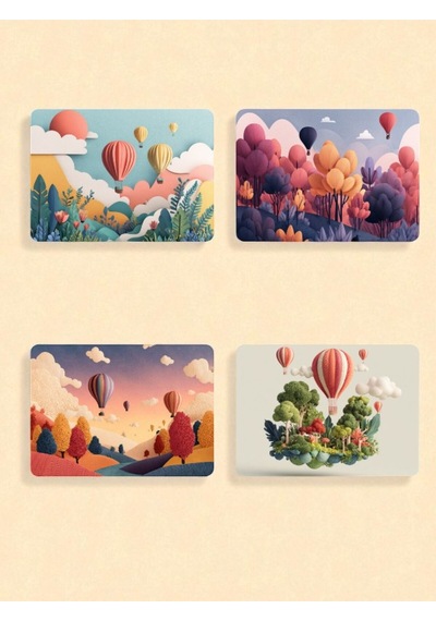 Balon Ve Doğa Baskılı 4'lü Mousepad 17x21 Cm