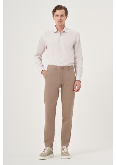 Morven Erkek Vizon Yazlık Pamuk Yan Cep Slim Fit Chino Pantolon 25ys003011405 Vizon