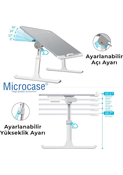 Microcase Yükseklik Ve Eğim Ayarlı Masa Ve Sehpa Ayak Takımı 2 Adet - Al5055 Beyaz