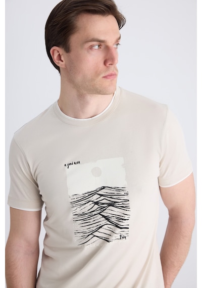 Twn Slim Fit Taş Düz %100 Pamuklu T-shirt 2ec143831113m S01