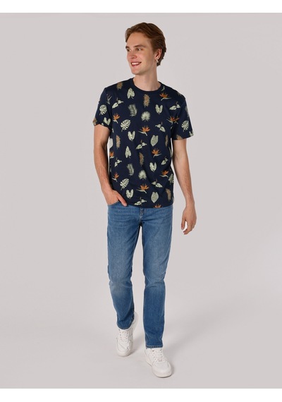 Colin's Colins Regular Fit Bisiklet Yaka Baskılı Lacivertvert Erkek Kısa Kol Tişört 001