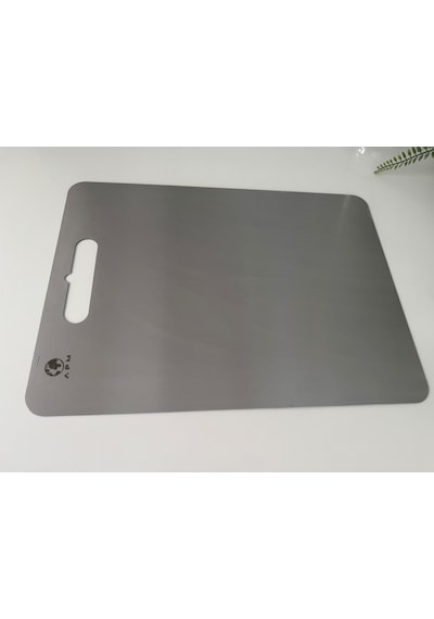 Paslanmaz Çelik Antibakteriyel Kesme Tahtası 304 Kalite - Orta Boy 20x30 Cm Gri