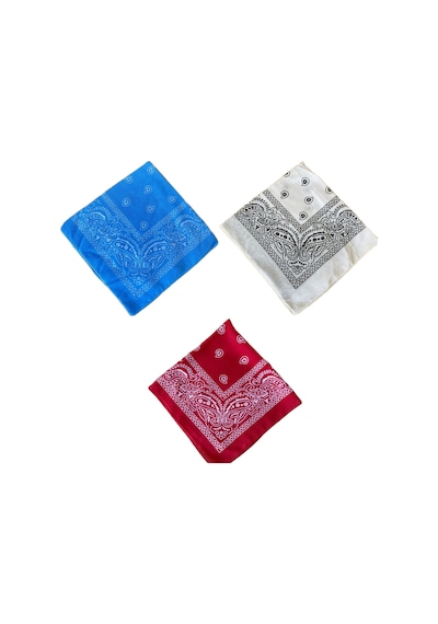 Pamuklu Klasik Desen Unisex 3lü Bandana Seti Renkli Bandana Etnik Desenli A Kalite Bandana Beyaz