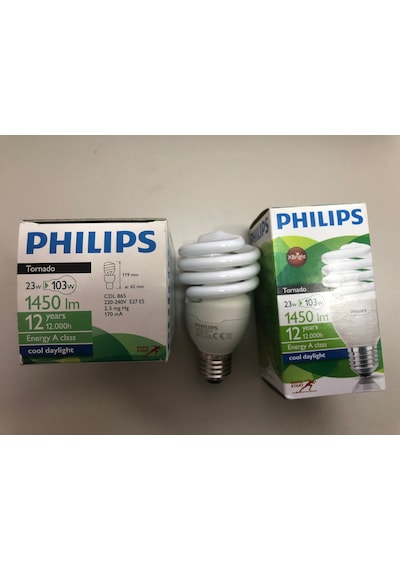 3 Adet Phılıps 23w 103w 1450 Lümen 6500 Kelvin Beyaz Tasarruflu Lamba 12.000 Saat