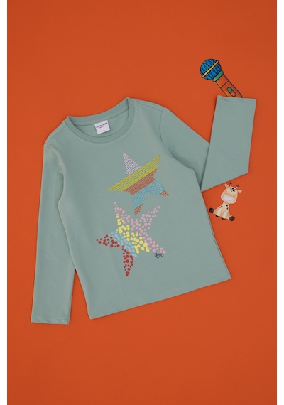 U.S. Polo Assn.  Kız Çocuk Su Yeşili Bisiklet Yaka Sweatshirt 50298180-VR048