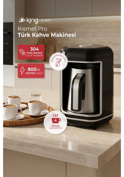 Kısmet Pro Türk Kahve Makinesi, 4 Fincan Kapasiteli Közde Türk Kahves K-607