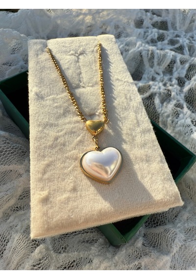 Pearl Heart Gold Kolye Altın