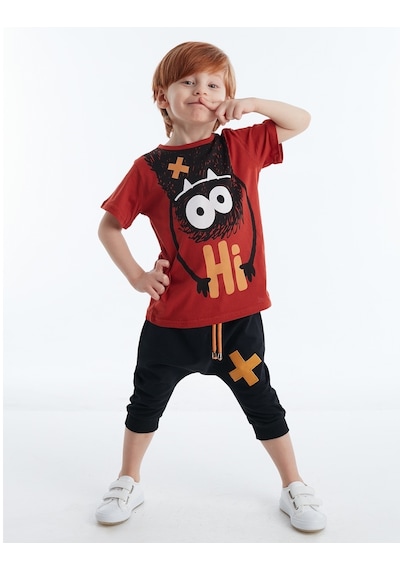 Denokids Hi Ponçik Erkek Çocuk Şort Takım Çok Renkli