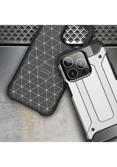 Apple Uyumlu iPhone 13 Pro Max Kılıf Armor Hybrid Zırh Silikon Siyah -