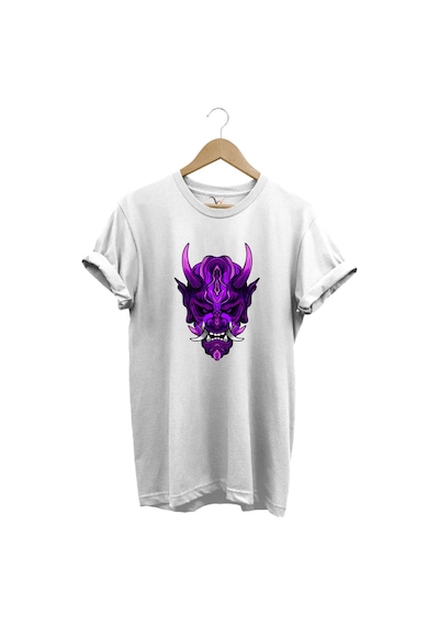 Anime Mor Kuru Kafa Baskılı %100 Pamuk Regular Fit Bisiklet Yaka Beyaz T-shirt Beyaz