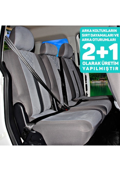 T1 Serisi Volkswagen Caddy 2003-2010 Uyumlu Gri Ticari Tay Tüyü Koltuk Kılıfı