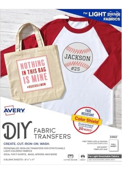 Hafif Kumaşlar İçin Yazdırılabilir Gerilebilir Isı Transfer Kağıdı, 8.5 "x 11", Mürekkep Püskürtmeli Yazıcı, 5 Yaprak 3302