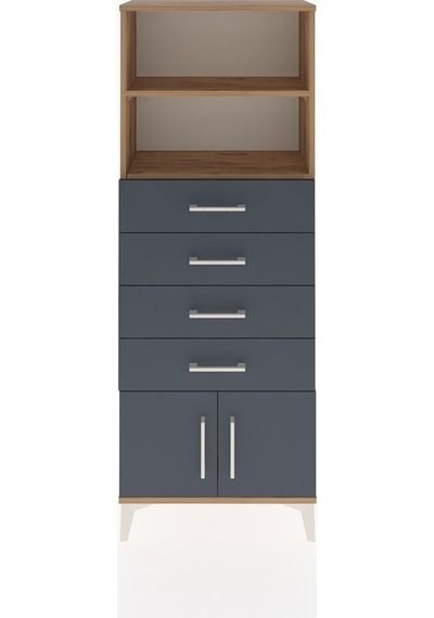 Arges Dolap 2 Raflı 4 Çekmeceli 2 Kapaklı 60x30x163 Çam-antrasit Atlas Çam