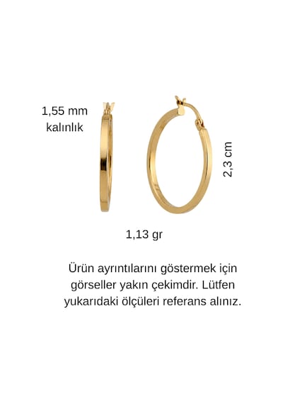 14 Ayar Altın Küt Kesim Halka Küpe Large Sarı