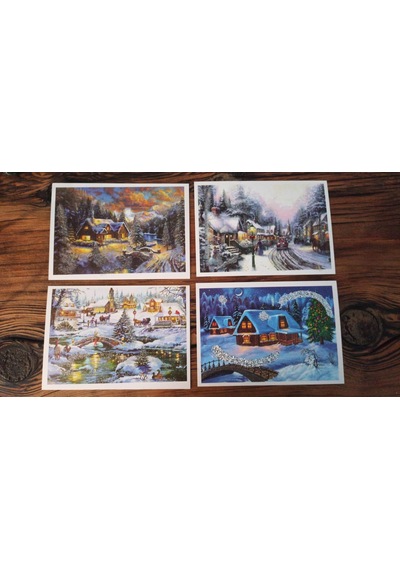 Hureggo Concept Simli Kış Yılbaşı Kartpostal Seti 4'lü