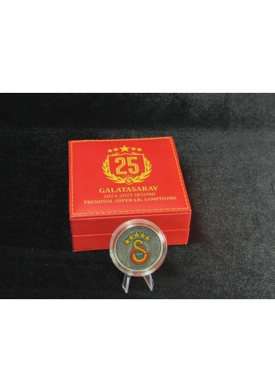 Galatasaray 25. Şampiyonluk Özel Deri Kutulu Hatıra Para Gümüş/okside Sikkesi Darphane, 925 Ayar