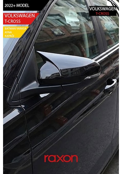 Volkswagen T-cross 2022+ Batman & Yarasa Ayna Kapağı Parlak Piano Black Sport