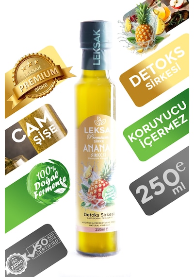 Leksak Ananas Sirkesi 250ml  Sirke Cam Şişede  Doğal Fermente -  Form Sirkesi.