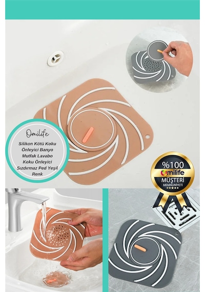 Gri Süzgeçli Silikon Lavabo Gider Kapağı Koku Önleyici Banyo Mutfak 15 cm