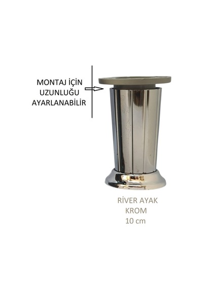 River Ayak, Plastik Mobilya Ayağı, 10 Cm, Vidalar Dahil, Krom Krom