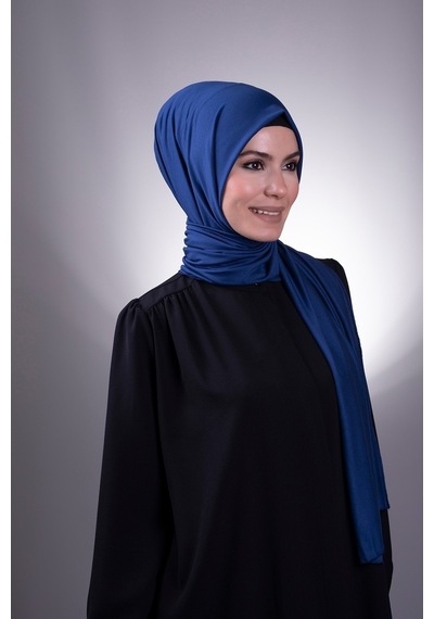 Hürrem Bone Indigo Düz Klasik Şal Viskon Kumaş Likralı Penye 202101_34 Indigo