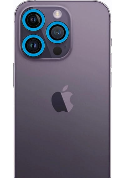 Newface Apple iPhone Uyumlu 12 Pro Max Neon Fosforlu Kamera Lens Semeglbl - 39 - Mavi
