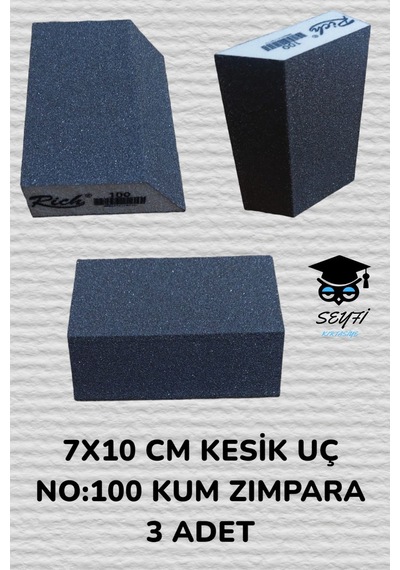 7x10 Cm Kesik Uç No:100 Kum Zımpara 3 Adet