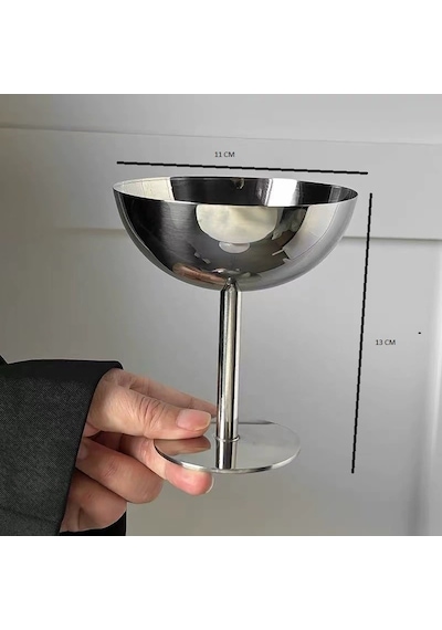 Morponi 2 Adet Çelik Ayaklı Lokumluk, Sunumluk & Dondurmalık 300 Ml gümüş