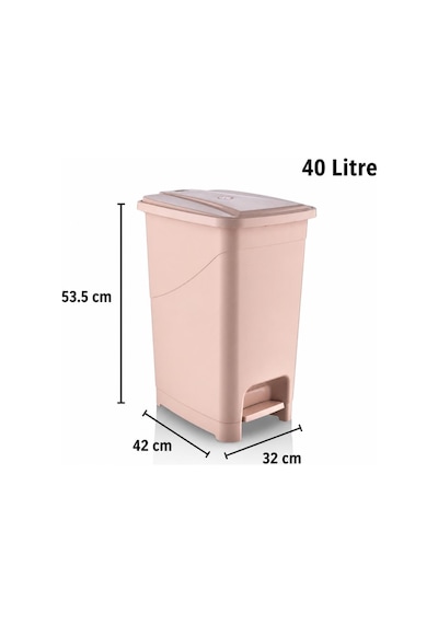 Omnipazar Srl-3030 Slim Pedallı Plastik Çöp Kovası İç Kovalı 40 Litre Pembe