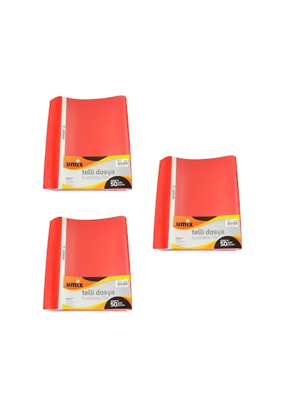 Umix A4 Telli Dosya 50'li Kırmızı Renk 3 Paket Kırmızı