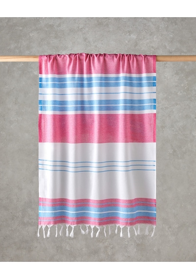 Dolly Rejenere Çizgili Peştamal 90x150 Cm Fuşya-mavi Fuşya-mavi