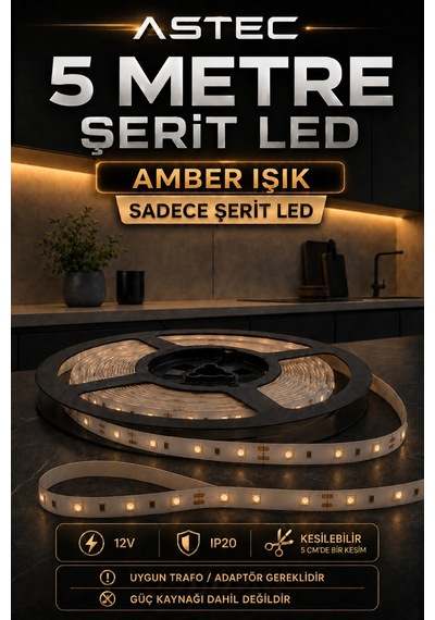 Astec 12v Şerit Led 5 Metre / 10 Metre Yapışkanlı Kesilebilir İç Mekân Aydınlatma Trafo Hariç Bütün Renkler 48546284