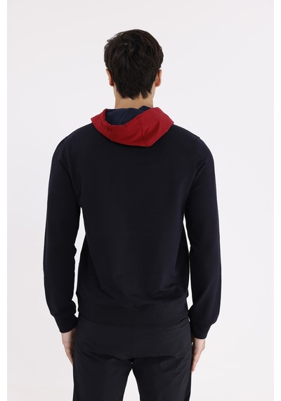 Rowinger Kanguru Cepli Ayarlanabilir Kordonlu Ribana Manşetli Rahat Kesim Kapüşonlu Sweatshirt Blue