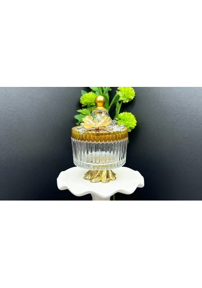 Elta Collection Yeni Model Gold Metal Ayaklı Kapaklı Kelebekli Şekerlik Sunumluk Çerezlik Hediyelik Gold