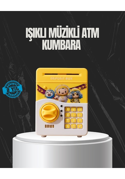 Sarı Renk Otomatik Para Çeken Şifreli Çocuk Kumbarası
