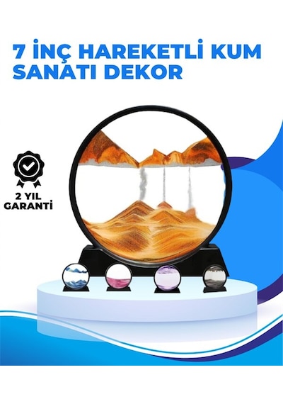 Döndürülebilir Dinamik Kum Tablosu - Stres Giderici Yüksek Kaliteli Cam Ve Doğal Kum İle Sanatsal Masa Dekoru