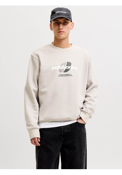Jack & Jones Jcoclub Brandıng Sweat Crew Neck Bej Erkek Sweatshirt 12300460