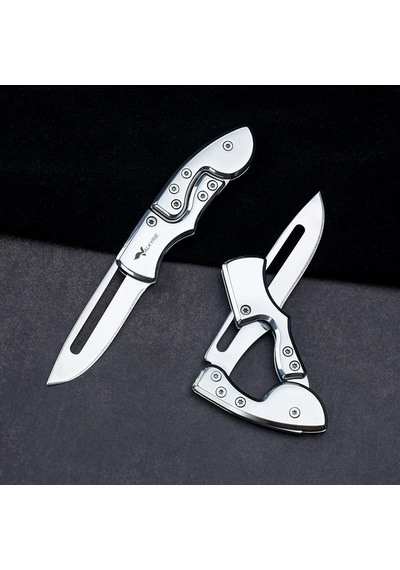 Valkyrie Paslanmaz Çelik Katlanır Bıçak Kompakt Cep Çakısı Outdoor Kamp Edc Katlanır Çakı Gümüş