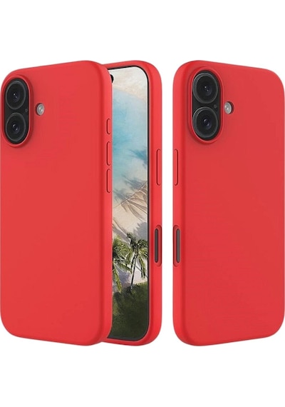 Apple Uyumlu iPhone 16 Plus  Silikon Kılıf - Pastel Renk Tonu Esnek Tam Koruma Kapak - Kırmızı