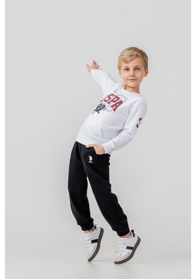 U.S. Polo Assn. Erkek Çocuk Baskılı Beyaz Uzun Kol Eşofman Takımı Us2646-c-v1 Us2646-c-v1