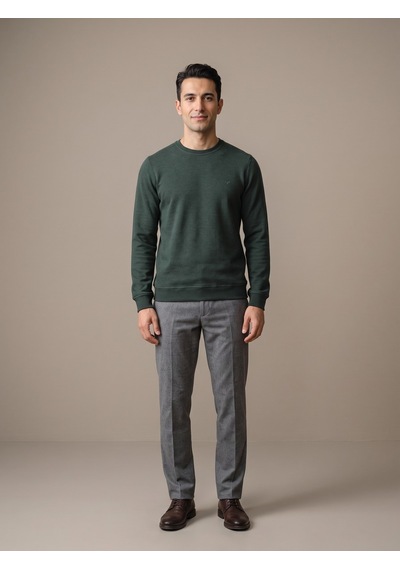 Maccali Erkek Yeşil Selanik Bisiklet Yaka Sweatshirt