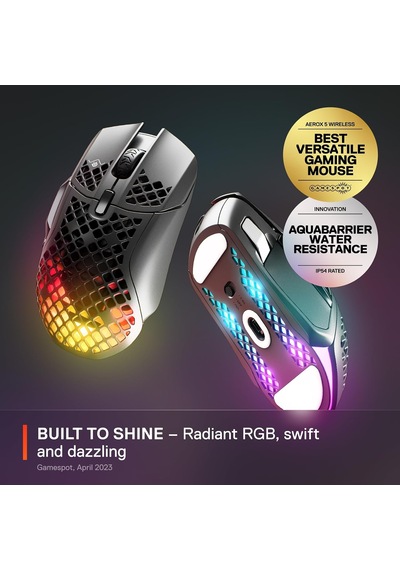 Aerox 5 Wireless Gaming Mouse - 74 Gram, 9 Tuşlu - Bluetooth/2,4 Ghz Ip54 Suya Ve Toza Dayanıklı - Pc/mac - Siyah