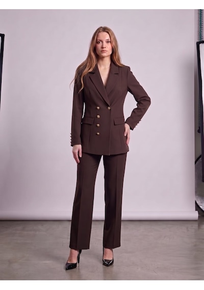 Prenses Kadın Regular Kesim Blazer Ceket Pantolon Takım Modern Trend Zamansız Kahverengi Prenses Kadın Regular Kesim Blazer Ceket Pantolon Takım Modern Trend Zamansız Kahverengi