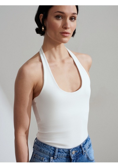 Dilvin 21052 Halter Yaka Top-ekru Ekru