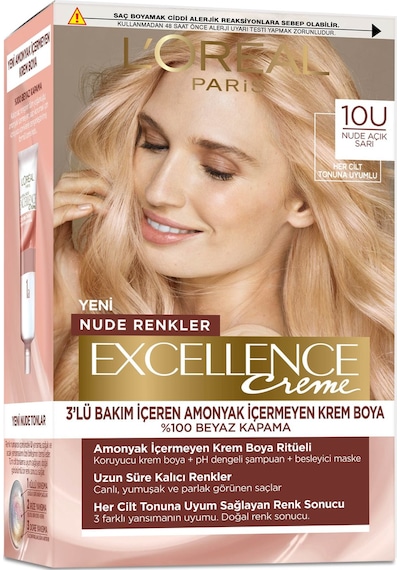 L'Oréal Paris L'Oréal Paris Excellence Creme Nude Renkler Saç Boyası – 10U Nude Açık Sarı 10U Nude Açık Sarı