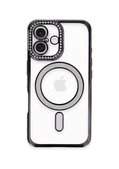 Apple İphone 16 Kılıf Joke Simli Magneticsafe Kılıf - Siyah Çok Renkli